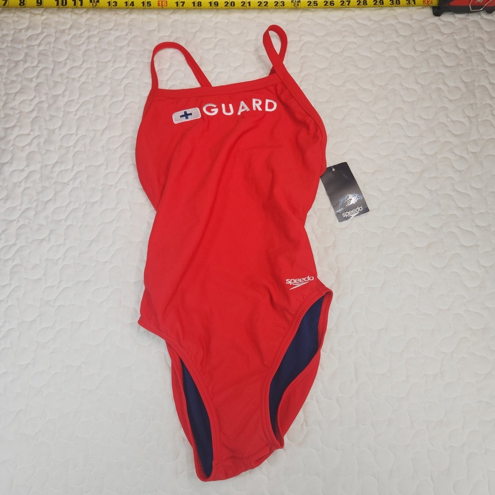 NEW  Speedo BAYWATCH Life guard Women sz 32 Red Swimsuit One Piece Flyback  Pam
